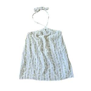 Reformation Maui Linen Dress Chalet Mini Cottage Floral Sleeveless Halter Neck L